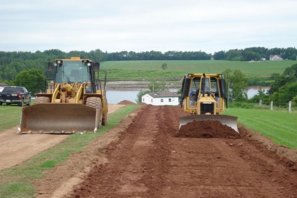 Construction of a private road.